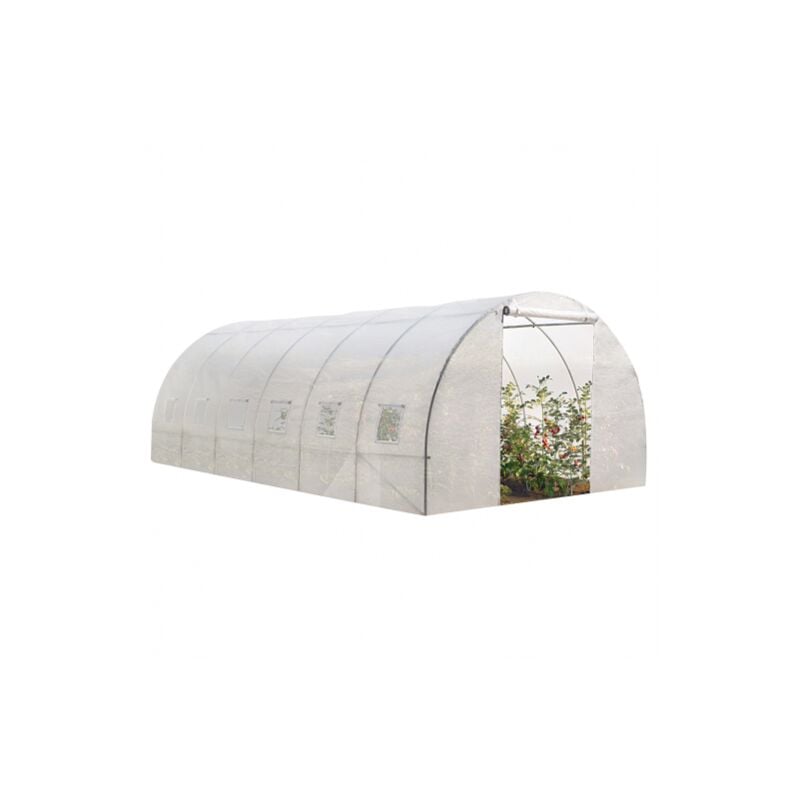 Serre tunnel de jardin 18M² blanche gamme maraîchère crimée 6x3 m