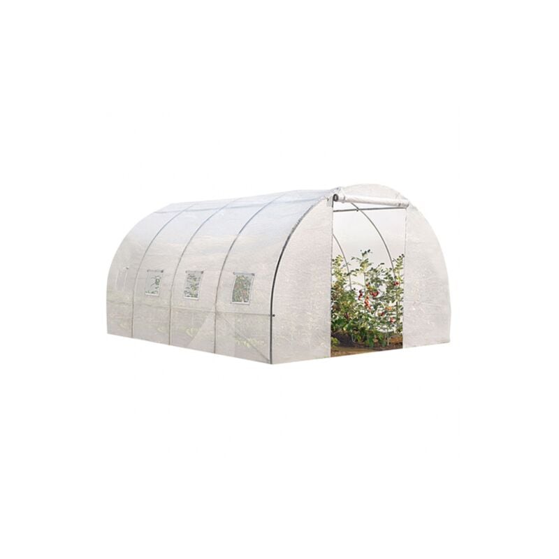 Serre tunnel de jardin Idmarket zebra - 12M² - Blanche - Gamme maraîchère - 4x3M