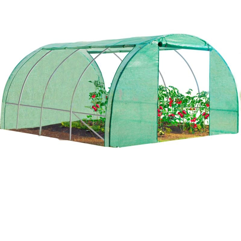 Serre tunnel de jardin 4 saisons 12M² verte gamme maraîchère zebra 4x3M