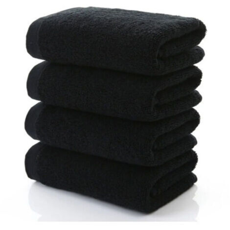 Grande serviette de bain en pur coton - séchage rapide, douce et luxueuse, noire, idéale pour se sécher les mains et le corps.