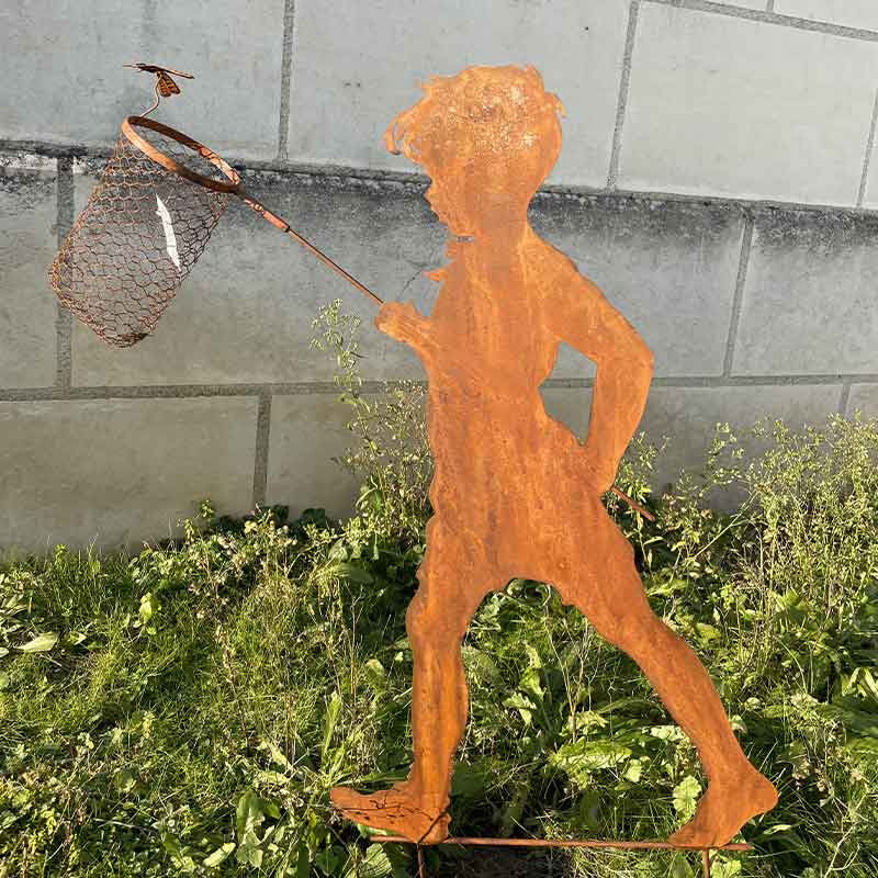 Grande silhouette enfant la chasse aux libellules 50x10x90cm