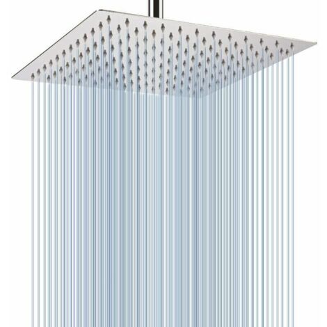 Grande soffione doccia da soffitto da 30 cm - Soffione doccia quadrato in acciaio inossidabile ad alta pressione per una doccia confortevole - Montaggio a parete o a soffitto (cromo)
