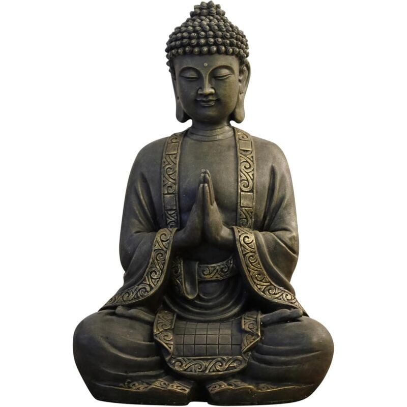 Grande Statue Bouddha Zen 40 cm - Excellente Finition, Peinture Effet Patiné, en Résine - Bel Objet de Décoration et Feng Shui pour la Maison - Idée