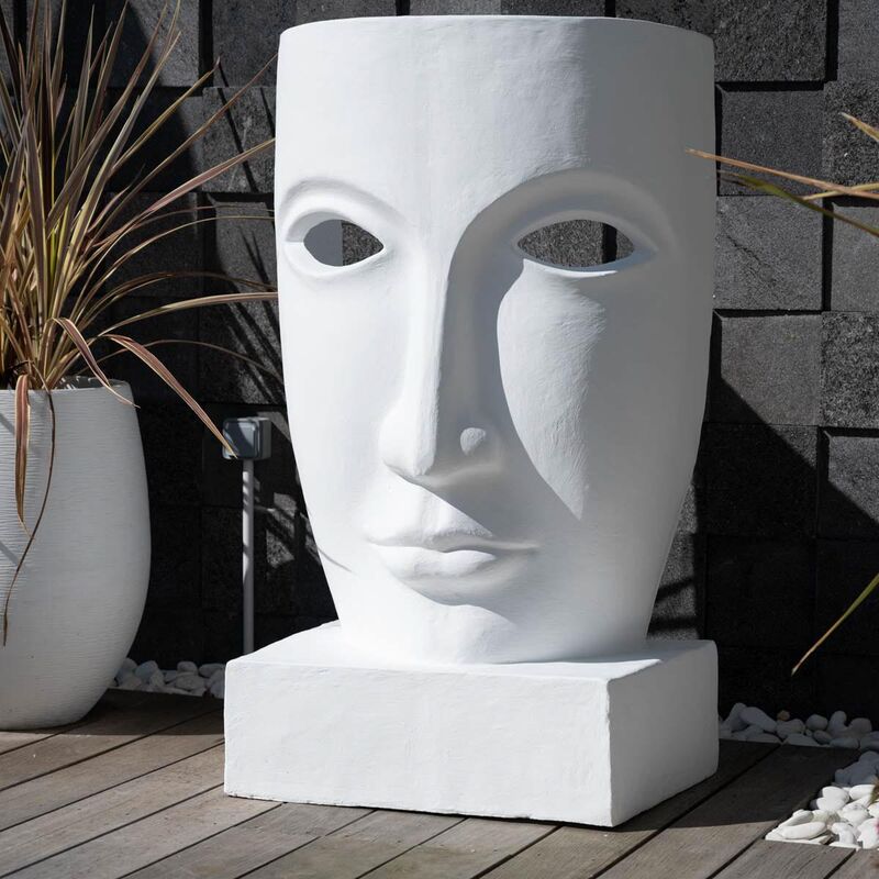 Wanda Collection - Grande statue de jardin visage design blanc - Blanc