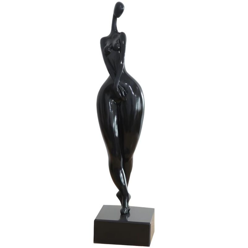 Vente-unique - Grande statue femme en résine - l. 12 x h. 50 cm - Noir - madison