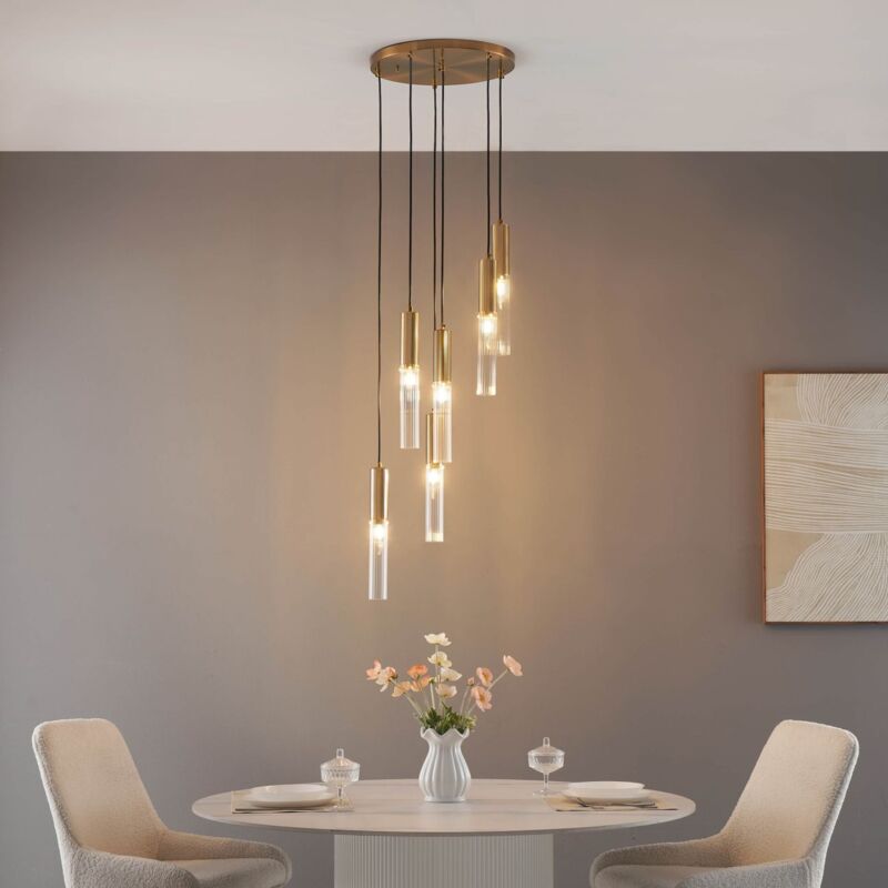 Grande suspension à tube en verre multiple - Poggio