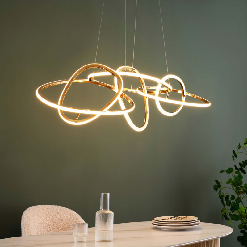 Grande suspension dorée led ultra design - Marilia