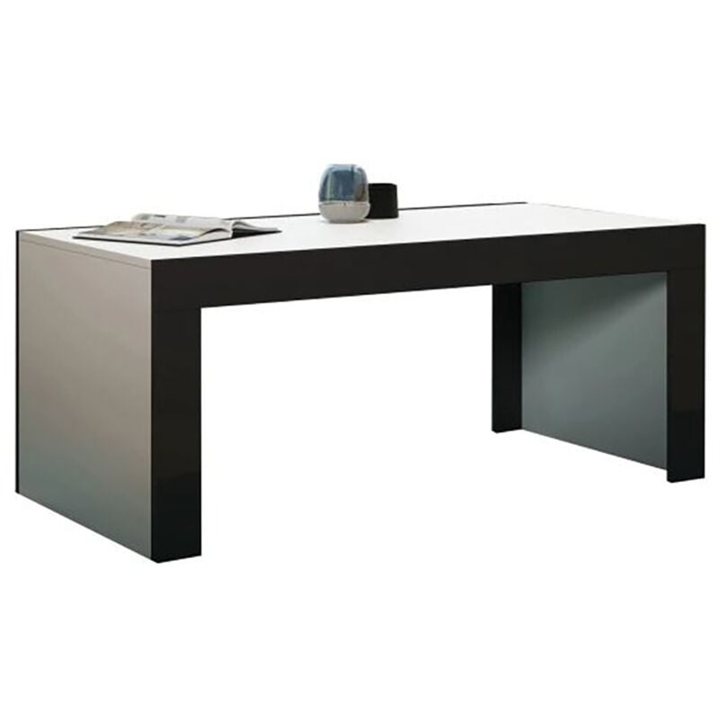 Dusine - Grande table basse Spider Blanc mat avec bordures noir laquées