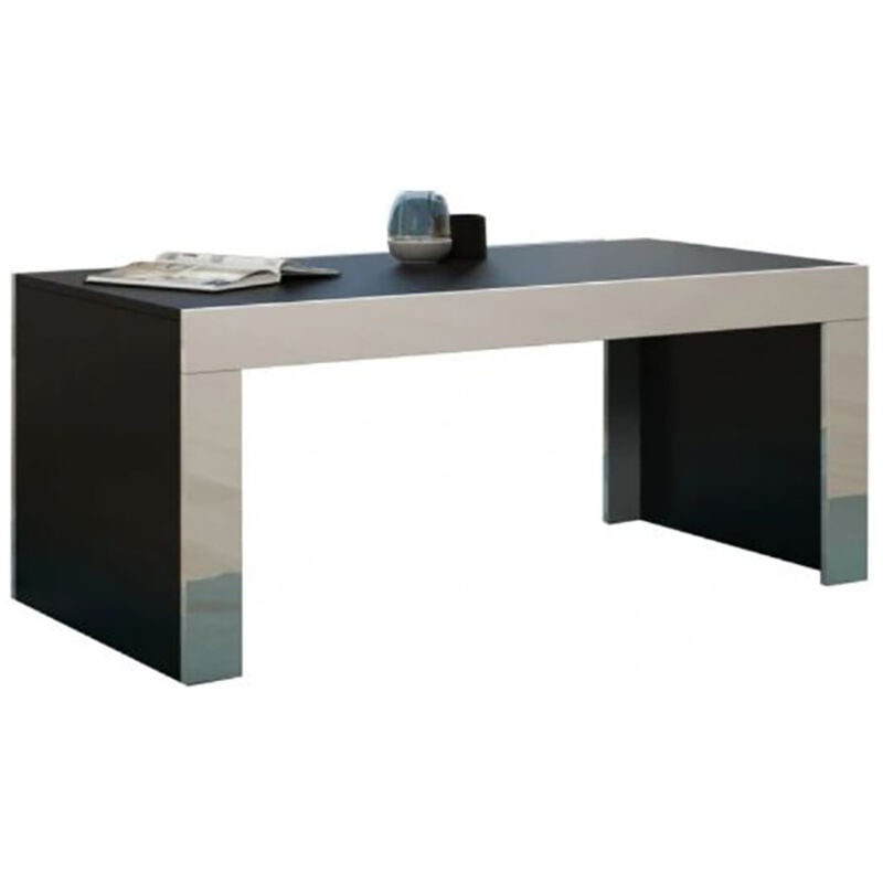 Dusine - Grande table basse Spider Noir mat avec bordures blanc laquées