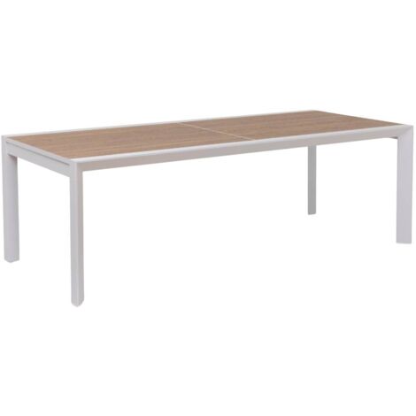 Grande table de jardin en aluminium blanc et effet bois Ayden