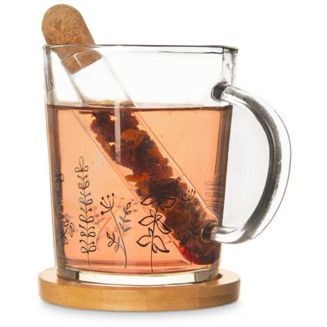 Grande tasse + infuseur à tisane avec support en verre et bambou