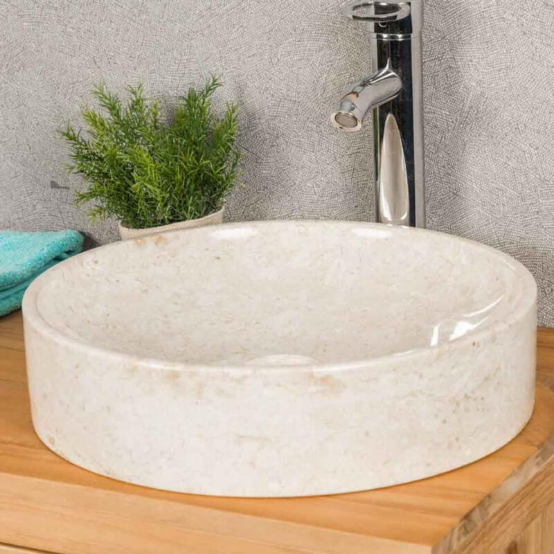 grande vasque a poser en marbre mino 42cm creme - 4633