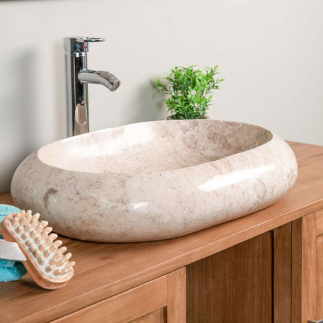 Grande vasque en marbre à poser murano crème 60cm - Crème