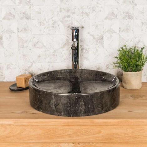Grande vasque ronde à poser Mino noir 42cm - Noir