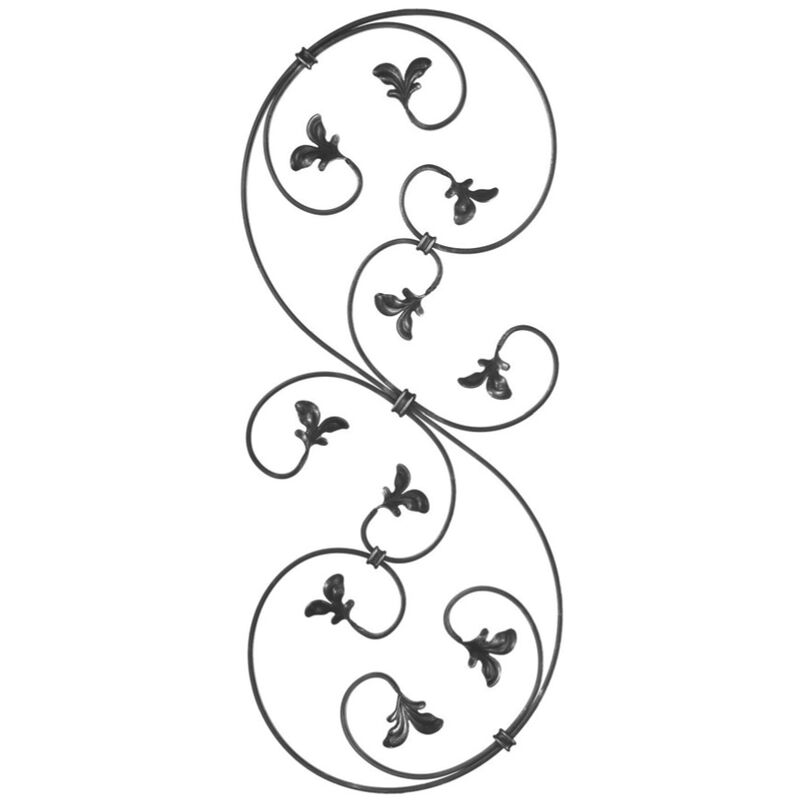 Volute en s finition feuille - Hauteur 860mm Largeur 350mm fer plat lisse de 12x6mm - Fer forgé - à souder Deco Fer Forge