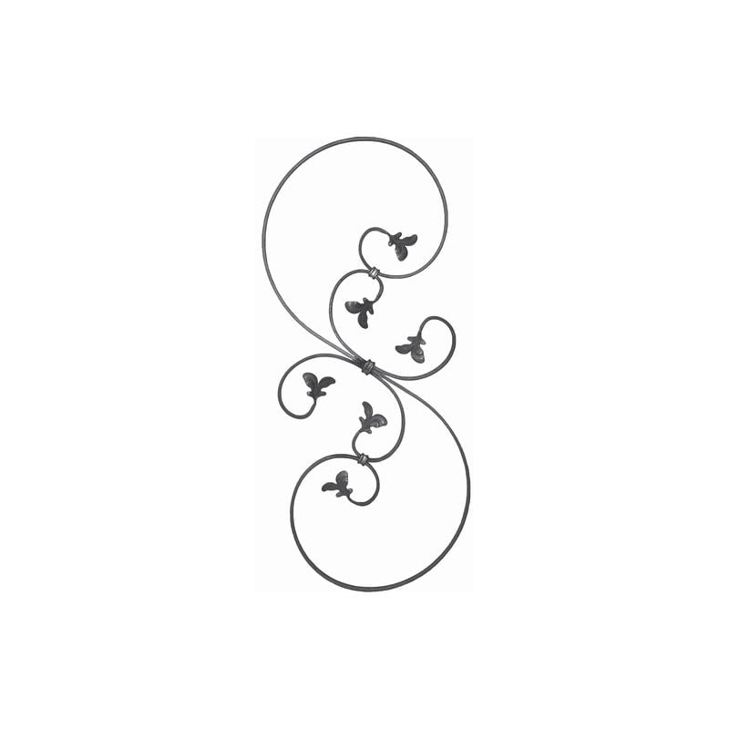Grande Volute 6 feuilles 870X350 mm Deco Fer Forge