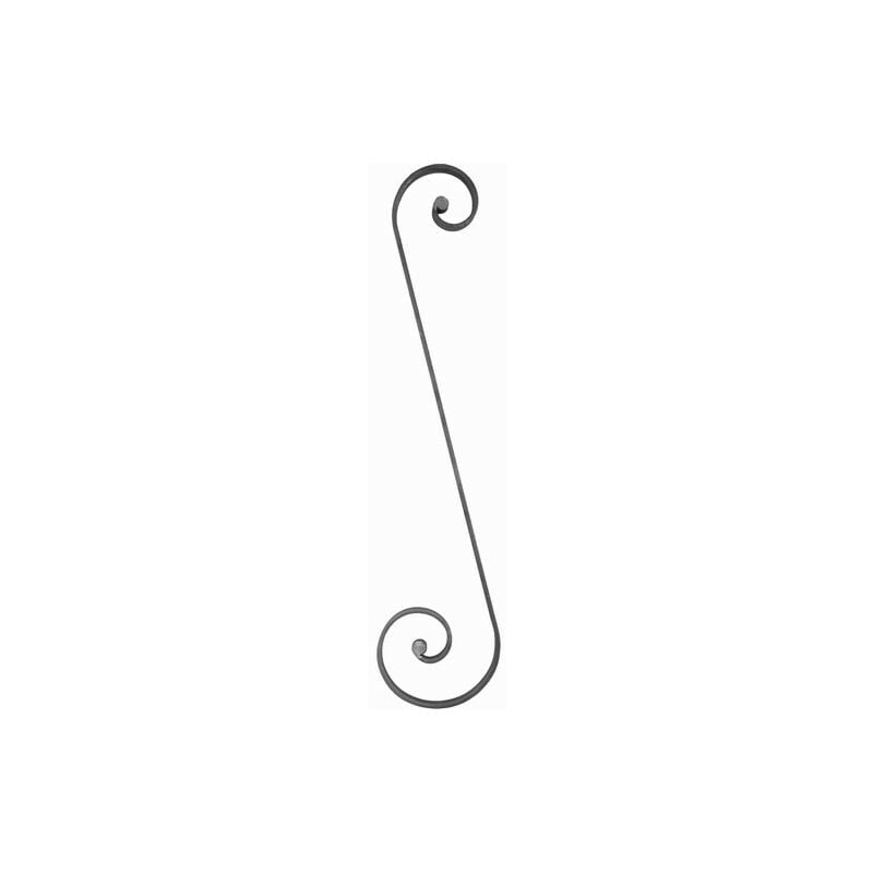 Volute inégale en s à noyau - Hauteur 930mm Largeur 210mm Plat lisse 20x8mm - Fer forgé - à souder Deco Fer Forge