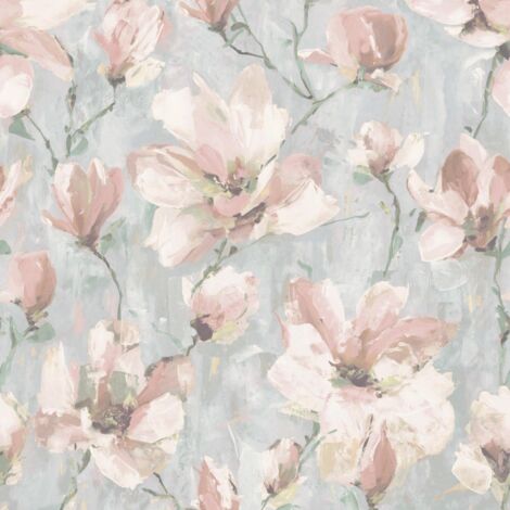 Grandeco Camilla Floral Blush Wallpaper Traditional Paste The Wall Vinyl