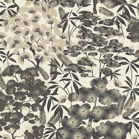 Grandeco Ciara Oriental Leaf Cream Wallpaper Trees Leaves Paste The Wall Modern