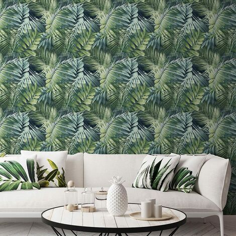 main image of "Grandeco Life Nomad Antigua Palm Teal Green Wallpaper 170702"