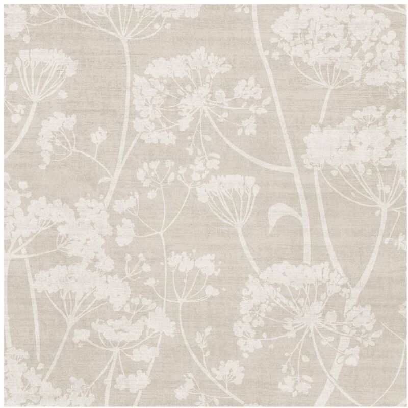 Grandeco Neutral Wallpaper Cow Parsley Paste the Wall Scrubbable Beige Bedroom