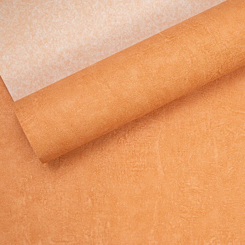 Plain Light Orange Textured Cotton Backed Vinyl Wallpaper - Grandeco