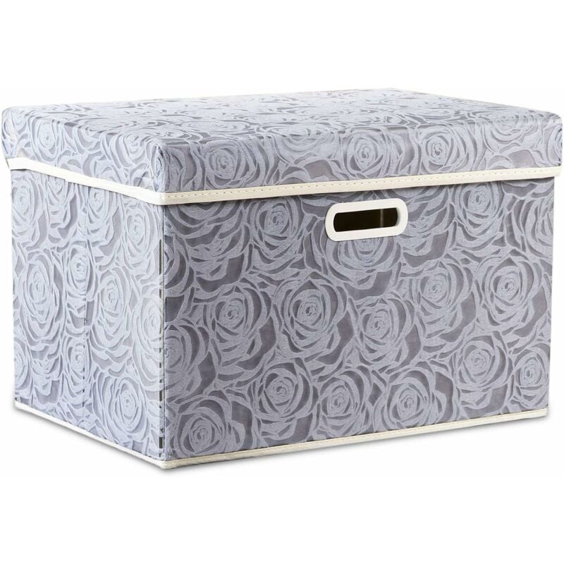 Grandes boîtes de rangement pliables avec couvercles [1 paquet] Organisateur de cube de bac de rangement décoratif en tissu, gris 45 x 30 x 30 cm