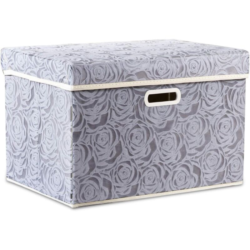 Grandes boîtes de rangement pliables avec couvercles [1 paquet] Organisateur de cube de bac de rangement décoratif en tissu, gris 45 x 30 x 30 cm