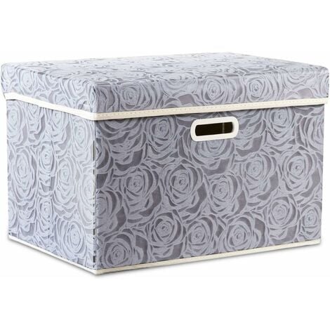 Grandes boîtes de rangement pliables avec couvercles [1 paquet] Organisateur de cube de bac de rangement décoratif en tissu, gris 45 x 30 x 30 cm
