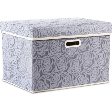Grandes boîtes de rangement pliables avec couvercles [1 paquet] Organisateur de cube de bac de rangement décoratif en tissu, gris 45 x 30 x 30 cm