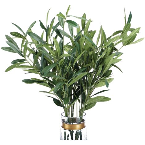 Grandes branches d'olivier artificielles pour vase, tiges vertes artificielles, tiges d'eucalyptus en soie pour décoration de bureau à domicile et couronnes de bricolage.