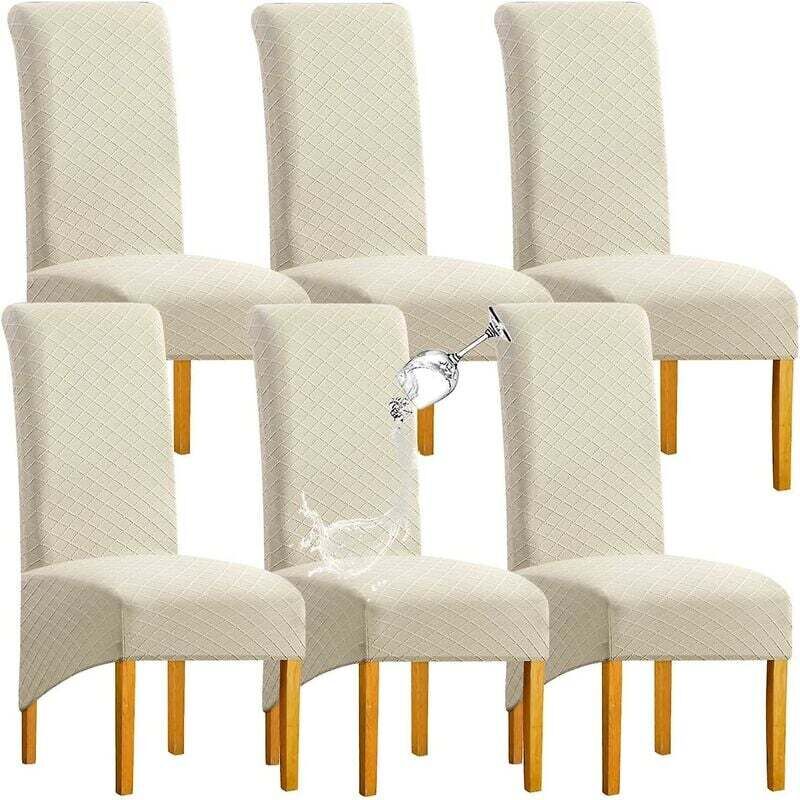 Grandes housses de chaise pour salle à manger, housses de chaise à dossier haut en jacquard extensible et lavable, ensemble de 6 housses de chaise de