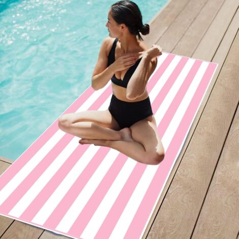 Grandes Serviette de Plage Microfibre avec Sac,15075Cm Rayures Roses de Drap de Plage,Séchage Rapide,Anti-Sable,Douces et Super Absorbante,Portable Légère,pour Piscine Vacances Yoga Camping