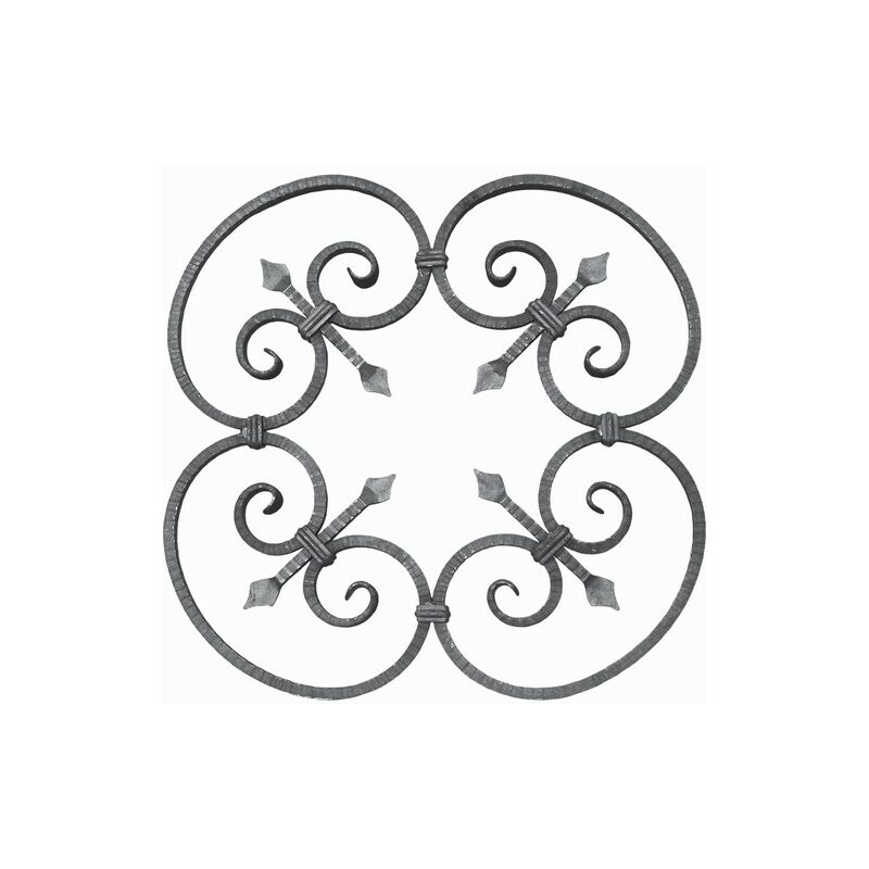 Volute striée en c finition coupe droite, trèfle - Hauteur 600mm Largeur 600mm en carré de 12mm - Fer forgé - à souder Deco Fer Forge