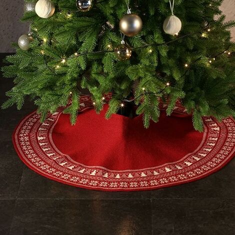 Grandi Gonne per Albero di Natale da 36 Pollici, Gonna per Albero di Natale a Maglia Spessa con Tappetino per Gonna Rotonda con Fiocco di Neve Rosso per Albero di Natale Decorazione Natalizia Decorazi