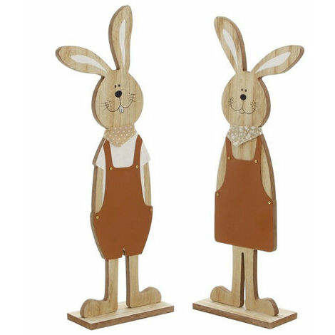 Grands ornements de lapin ensemble de decoration de magasin de chambre d'enfants 43CM de haut ensemble de deux styles 223264 en bois - GHOST