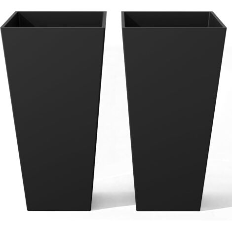 Grands Pots de Fleurs pour Intérieur et Extérieur 76 cm, Lot de 2 Jardinières Coniques en V-Résine Résistantes, Design Moderne, Noir