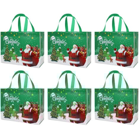 Lot De 24 Sacs Cadeaux De Noël En Papier Kraft, 26,2 X 21,1 X