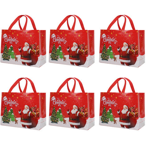 Grands sacs cadeaux de noël, sacs de courses de noël pour cadeaux, sacs d'emballage d'épicerie réutilisables, rouge