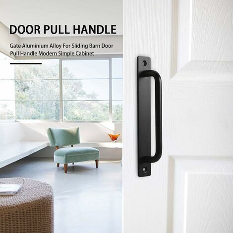 Grange Porte Poignée, Coulissant Grange Poignée Porte Parfait pour Portail Armoire Placard Tiroir Abri Garage Inclus 2 Vis - Noir, 150mm