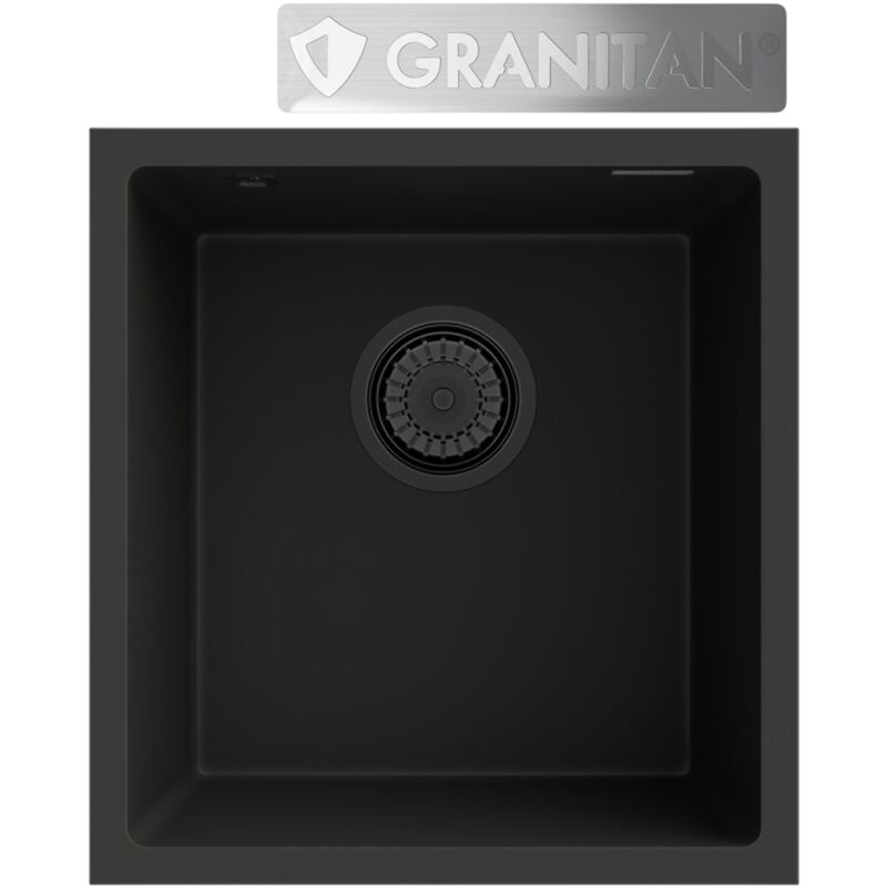 Granitan - granit évier sous plan siphon noir mini 45