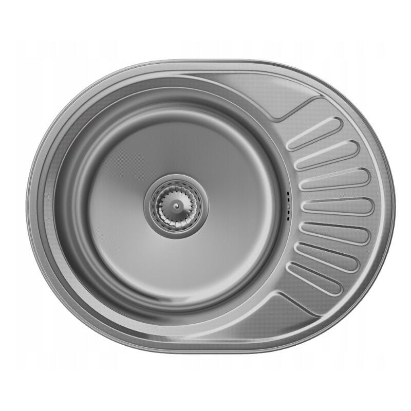 Granitan Évier En Acier Inoxydable Rond 1 Bac Avec Égouttoir Apulia57 Decor