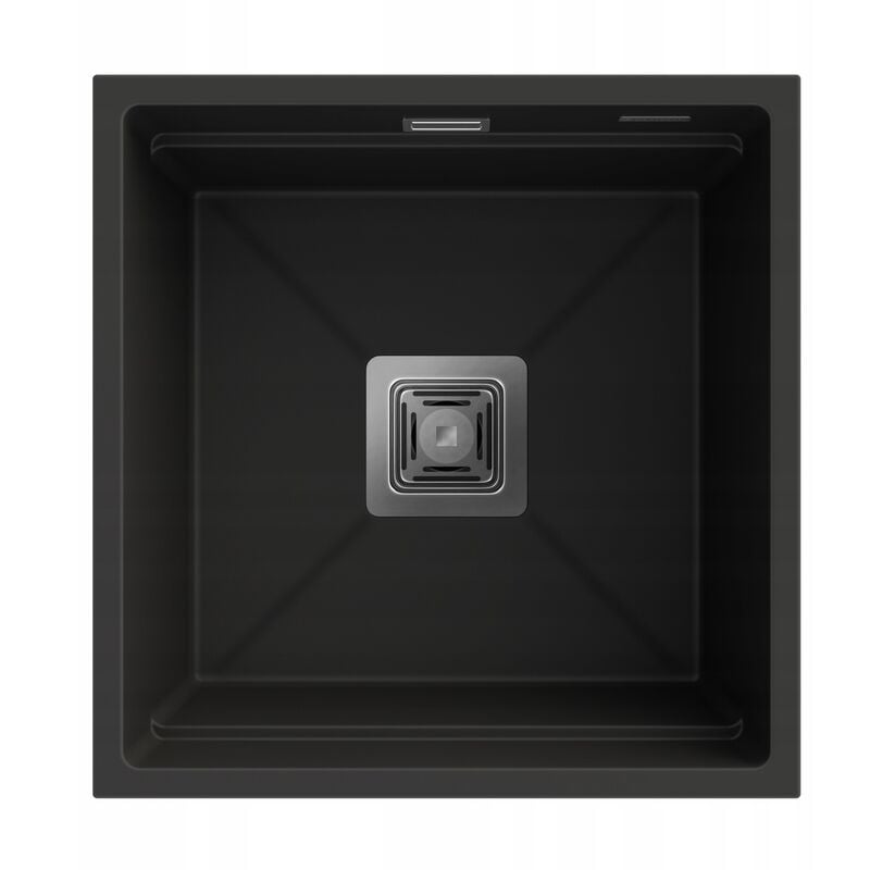 Granitan - vier En Granit 1 Bac Avec Siphon Carré Epir 44 - Noir