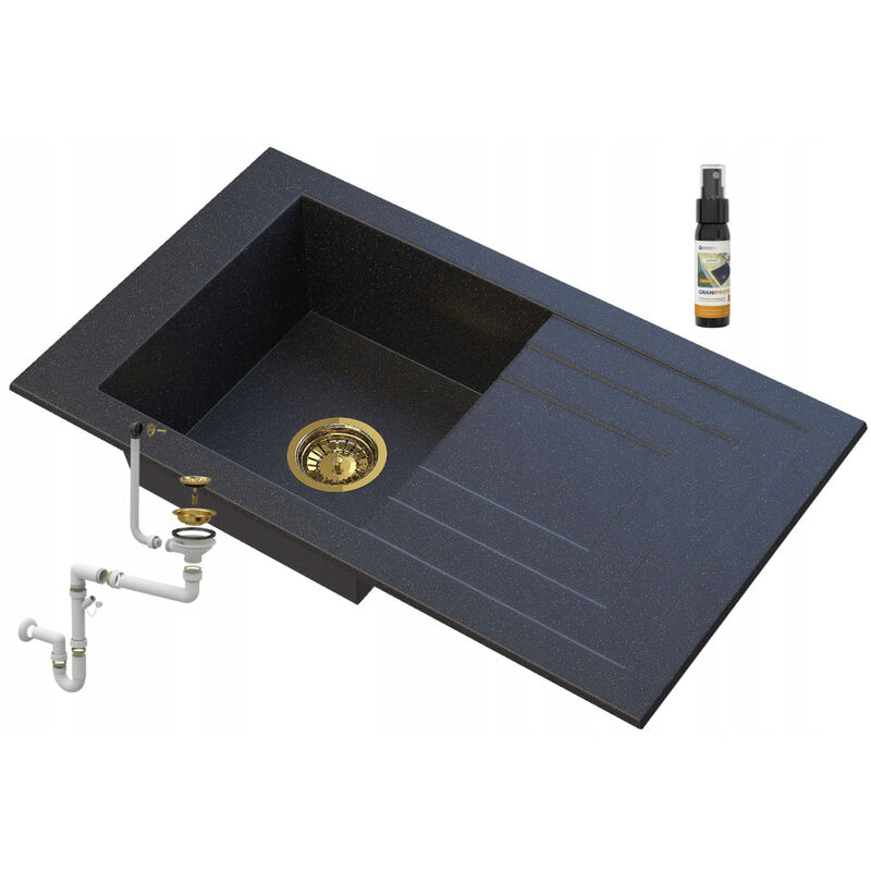 Granitan - vier en granit noir avec particules d'or 1 bac lila