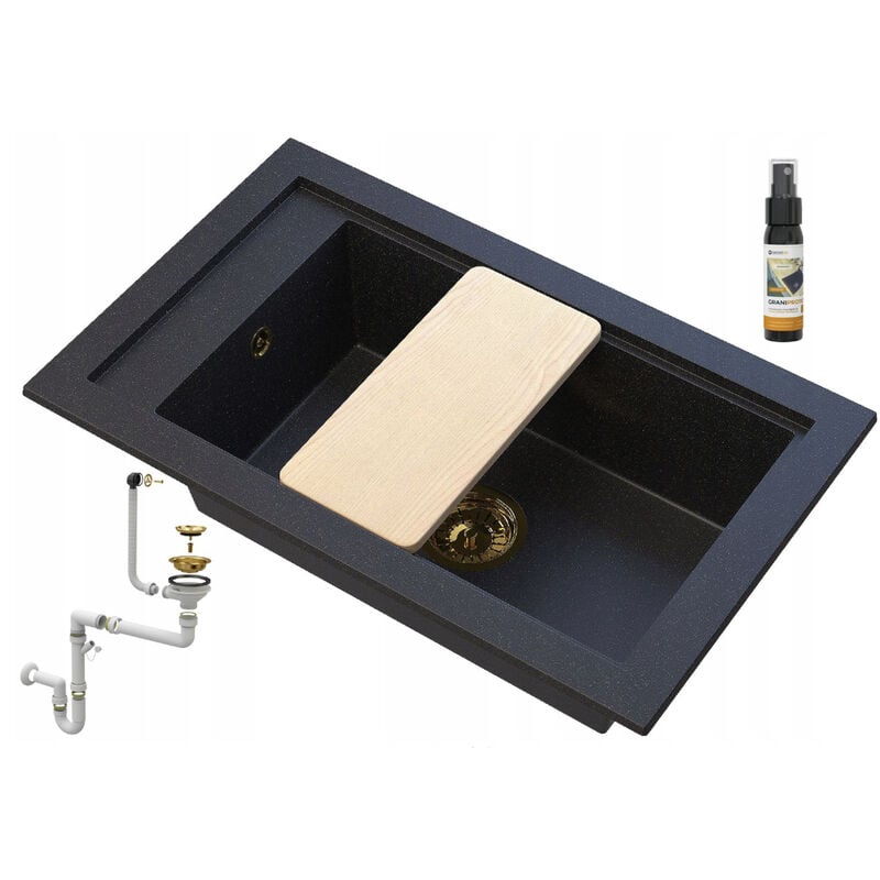 Granitan - vier en granit noir avec particules d'or 1 bac panama