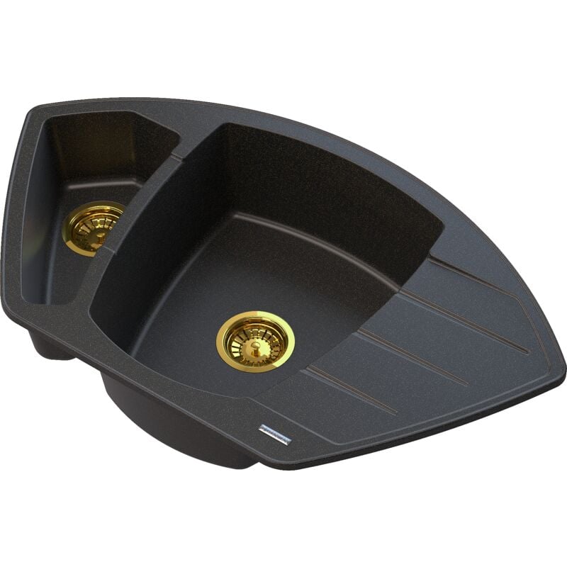 Granitan - vier En Granit Noir Avec Particules D'Or Compact