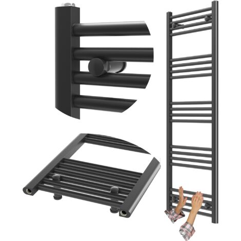 Granitan – Radiateur salle de bain échelle 50x140 cm noir – 546W puissance – 20 barres en acier – Compatible résistance électrique
