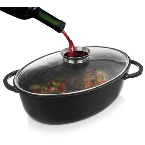 Granitbräter mit Deckel, oval, GRANDE, 8 l, 45x27,5 cm