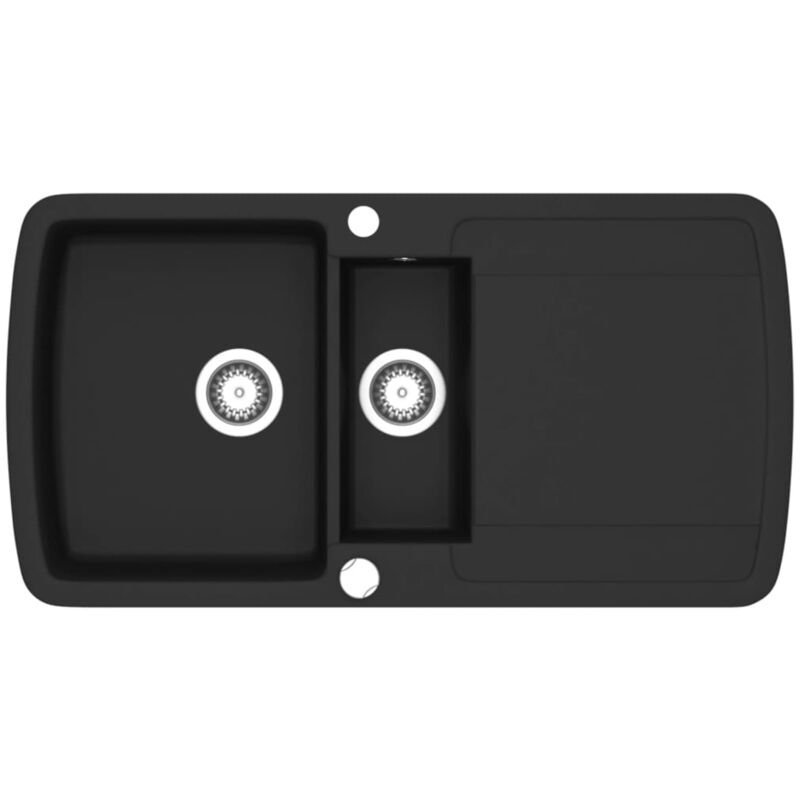 Granite Kitchen Sink Double Basin Black