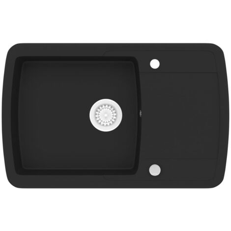 Granite Kitchen Sink Single Basin Black vidaXL